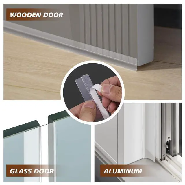 Alt view image 4 of 6 - 25mm 16.4 Feet Silicone Weather Stripping Door Seal, Transparent Under Door Gap Filler for Draft Stopper Adhesive Doors Windows and Shower Glass Gaps
