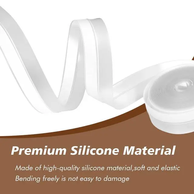 Alt view image 6 of 6 - 25mm 16.4 Feet Silicone Weather Stripping Door Seal, Transparent Under Door Gap Filler for Draft Stopper Adhesive Doors Windows and Shower Glass Gaps