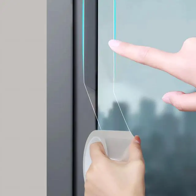 Main image of Transparent Window Weather Sealing Tape, 2 Inch x 16 FT, Weather Stripping Residue-Free Clear Window Insulation Tape for Doors Windows and Shower Glass Gaps