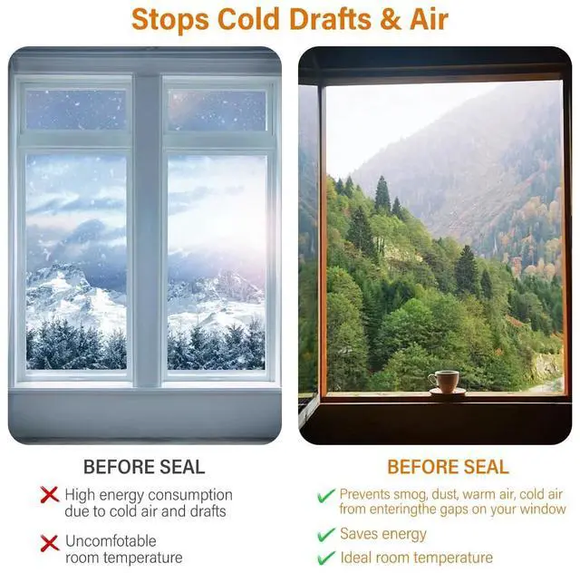 Alt view image 4 of 6 - Transparent Window Weather Sealing Tape, 2 Inch x 16 FT, Weather Stripping Residue-Free Clear Window Insulation Tape for Doors Windows and Shower Glass Gaps