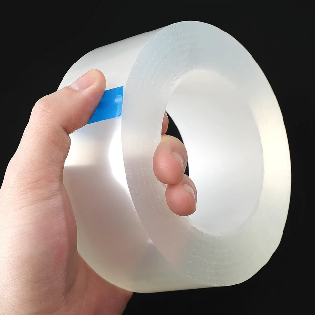 Alt view image 4 of 7 - Transparent Weather Sealing Tape, Clear Draft Isolation Film Tape for Door Draft Stopper, Adhesive Tape for Doors, Windows and Shower Glass Gaps - No Residue (1.2 Inch x 16Ft)