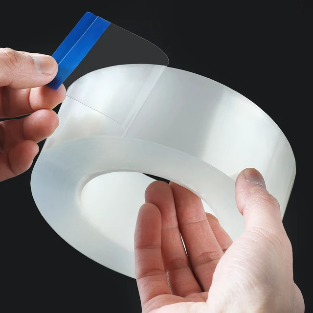 Alt view image 5 of 7 - Transparent Weather Sealing Tape, Clear Draft Isolation Film Tape for Door Draft Stopper, Adhesive Tape for Doors, Windows and Shower Glass Gaps - No Residue (1.2 Inch x 16Ft)