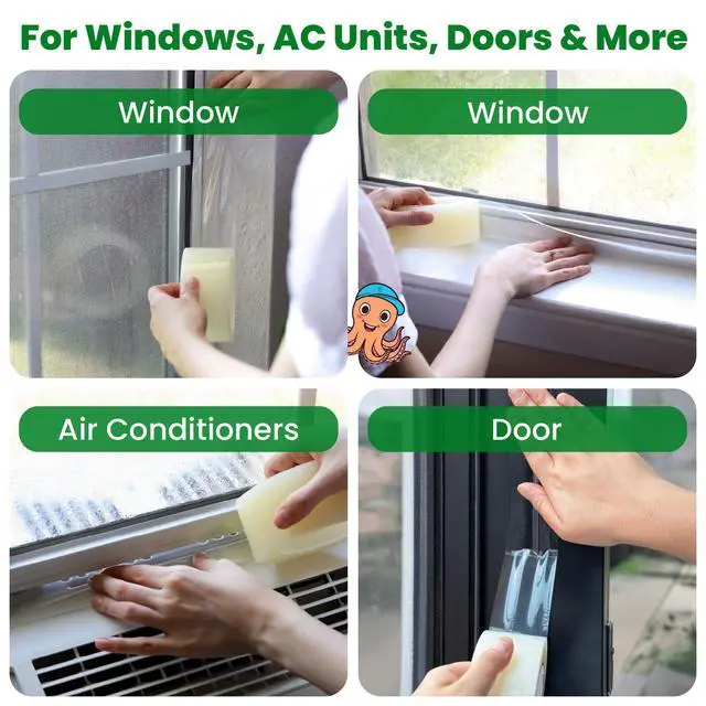 Alt view image 2 of 7 - Window Weather Sealing Tape | Winter Weather Stripping Tape to Block Cold Drafts Through Window Gaps and AC Units, Insulation Seal and Draft Blocker for Home (2 Inch by 90 FT, Clear)