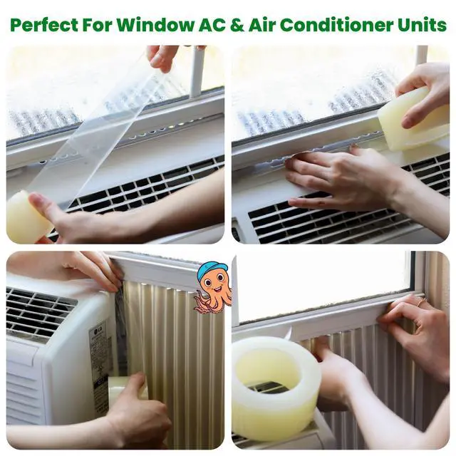 Alt view image 4 of 7 - Window Weather Sealing Tape | Winter Weather Stripping Tape to Block Cold Drafts Through Window Gaps and AC Units, Insulation Seal and Draft Blocker for Home (2 Inch by 90 FT, Clear)