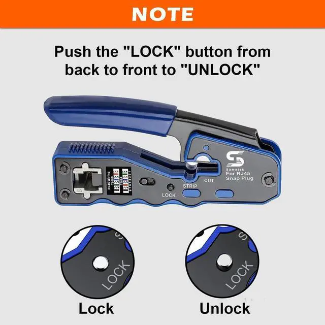 Alt view image 2 of 7 - RJ45 Pass through Network Ethernet Crimper PassThrough RJ45 Crimping Tool for Connector Cat5e Cat6 Cat7 cat8e with Wire Stripping Knife, Crimper for Stripping Crimping & Cutting + 2 Extra Blades