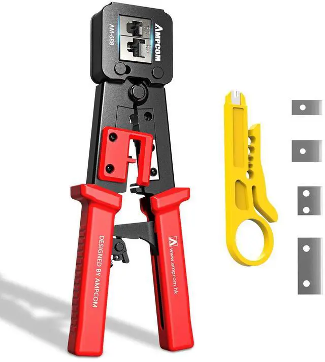 Main image of RJ45 Pass Thru Crimping Tool Network Crimper for Pass Through and Regular Type RJ45 RJ12 RJ11 Connector -CAT6/5e8P8C/6P6C/6P4C)