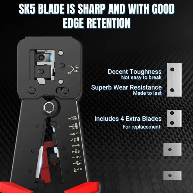Alt view image 5 of 7 - RJ45 Pass Thru Crimping Tool Network Crimper for Pass Through and Regular Type RJ45 RJ12 RJ11 Connector -CAT6/5e8P8C/6P6C/6P4C)