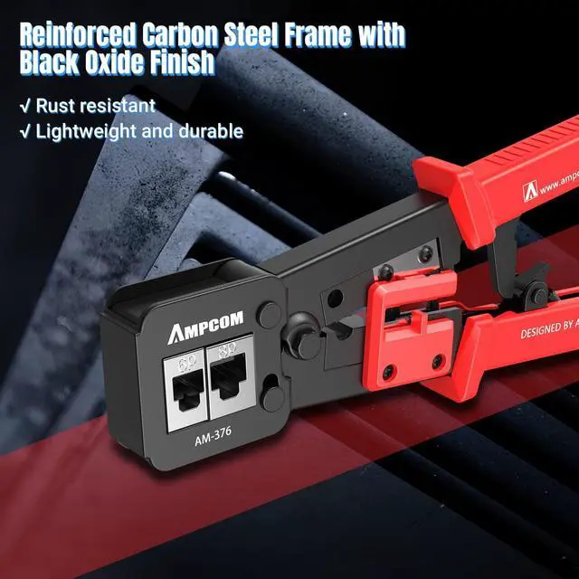 Alt view image 6 of 7 - RJ45 Pass Thru Crimping Tool Network Crimper for Pass Through and Regular Type RJ45 RJ12 RJ11 Connector -CAT6/5e8P8C/6P6C/6P4C)