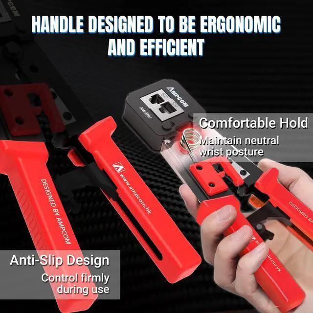 Alt view image 7 of 7 - RJ45 Pass Thru Crimping Tool Network Crimper for Pass Through and Regular Type RJ45 RJ12 RJ11 Connector -CAT6/5e8P8C/6P6C/6P4C)
