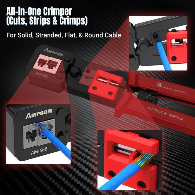Alt view image 3 of 7 - RJ45 Pass Thru Crimping Tool Network Crimper for Pass Through and Regular Type RJ45 RJ12 RJ11 Connector -CAT6/5e8P8C/6P6C/6P4C)