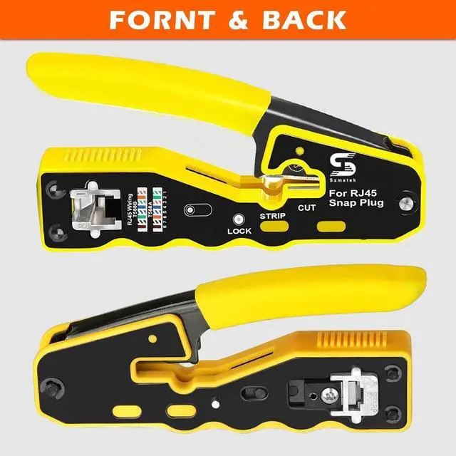 Alt view image 5 of 7 - RJ45 Pass through Ethernet Network Crimping tool Pass Through RJ45 Crimper Tool for Cat5e Cat6 Cat7 cat8e Connector with Wire Stripping Knife, Crimper for Stripping Crimping & Cutting + 2 Extra Blades