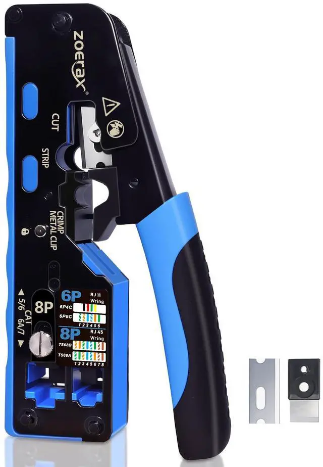 Main image of All-In-One RJ45 Crimp Tool with Hand-Twist Screw and Wire Terminal Crimper for CAT7/CAT6A/CAT6/CAT5E/CAT5, Ethernet Crimper RJ45 crimper RJ45 Pass Through Crimp Tool Ethernet Crimping Tool