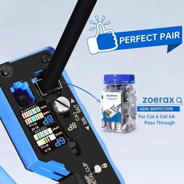 Alt view image 3 of 7 - All-In-One RJ45 Crimp Tool with Hand-Twist Screw and Wire Terminal Crimper for CAT7/CAT6A/CAT6/CAT5E/CAT5, Ethernet Crimper RJ45 crimper RJ45 Pass Through Crimp Tool Ethernet Crimping Tool