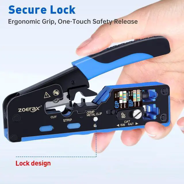 Alt view image 7 of 7 - All-In-One RJ45 Crimp Tool with Hand-Twist Screw and Wire Terminal Crimper for CAT7/CAT6A/CAT6/CAT5E/CAT5, Ethernet Crimper RJ45 crimper RJ45 Pass Through Crimp Tool Ethernet Crimping Tool