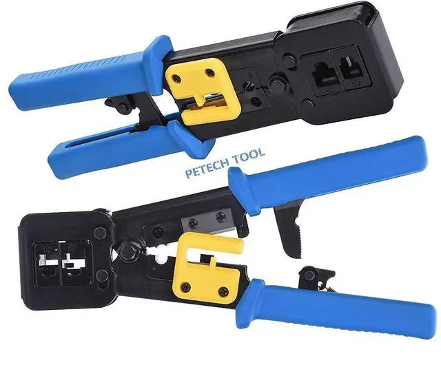 Alt view image 2 of 7 - RJ45 Crimp Tool Ethernet Pass Thru Crimper with 5Pack 8Pin Replacement Blades for Pass Through Cat5 Cat5e Cat6 RJ45 RJ12 Regular and End Pass Through connectors