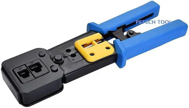 Alt view image 3 of 7 - RJ45 Crimp Tool Ethernet Pass Thru Crimper with 5Pack 8Pin Replacement Blades for Pass Through Cat5 Cat5e Cat6 RJ45 RJ12 Regular and End Pass Through connectors