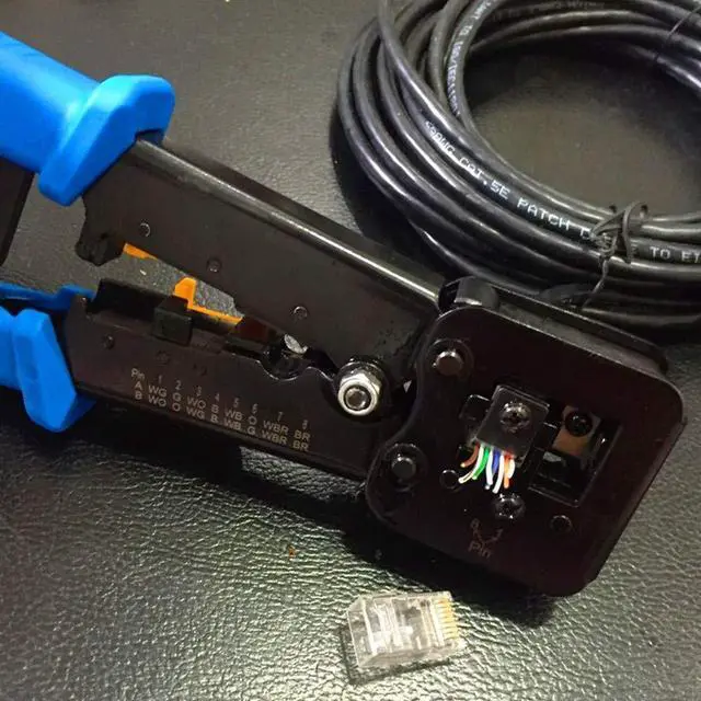 Alt view image 7 of 7 - RJ45 Crimp Tool Ethernet Pass Thru Crimper with 5Pack 8Pin Replacement Blades for Pass Through Cat5 Cat5e Cat6 RJ45 RJ12 Regular and End Pass Through connectors