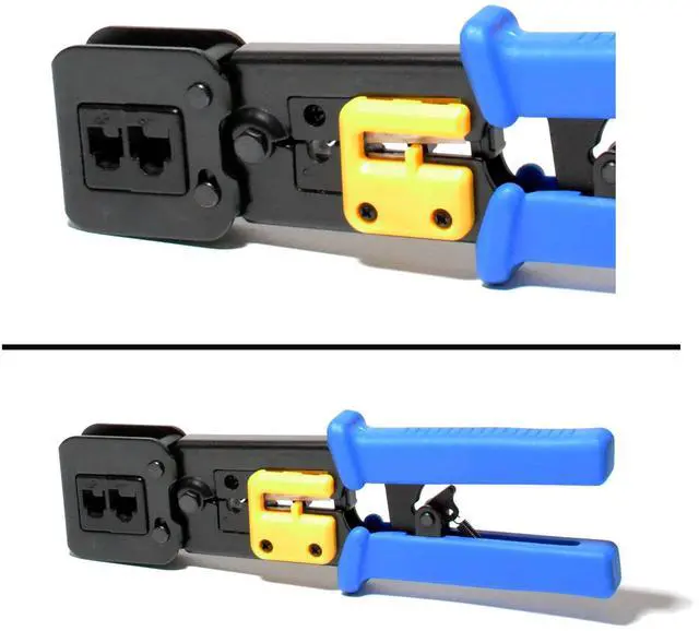 Alt view image 3 of 7 - Professional Pass-Through Network Tool Kits Network/Phone Cable Tester + RJ11/RJ12/RJ45 Crimp Crimper +50 RJ45 CAT5e Pass-through Connector Plugs Boots Network Tool Kits (PassThrough)