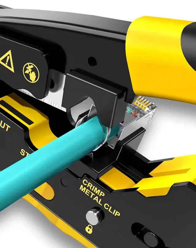 Alt view image 5 of 7 - Cat7 Cat6A Cat6 Cat5 Crimping Tool, Pass Through RJ45 Ethernet Crimping Tool Cat7 Cat6A Cat6 Cat5 for Shielded Pass Through Connectors