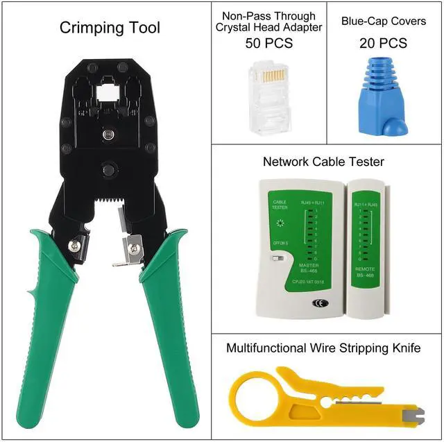 Alt view image 2 of 7 - RJ45 Cable Plier and Crimp Tool Kit Pass Through Ethernet Crimper for 8P8C 6P4C 4P4C 4P2C Connectors Crimper Pliers with Cable Tester Etrhernet Crimper Tool for Network and Telephone Cables