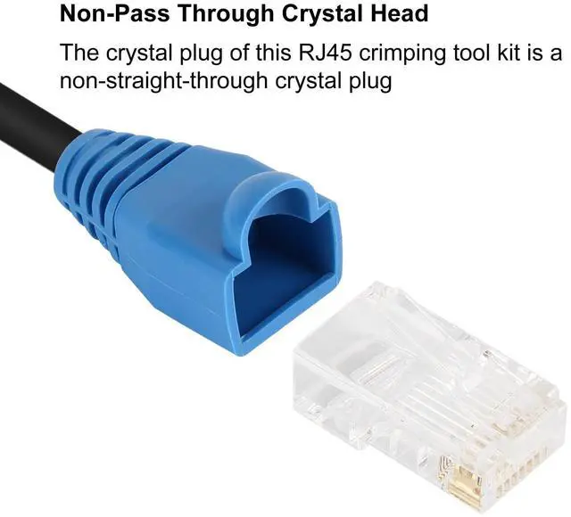 Alt view image 6 of 7 - RJ45 Crimp Tool PassThrough,Cat7 Cat6A Cat6 Cat5e Cat5 RJ45 Crimping Tool,Pass Through Crimper Ethernet crimping Tool,All-in-One Stripping Cutting Crimping tool