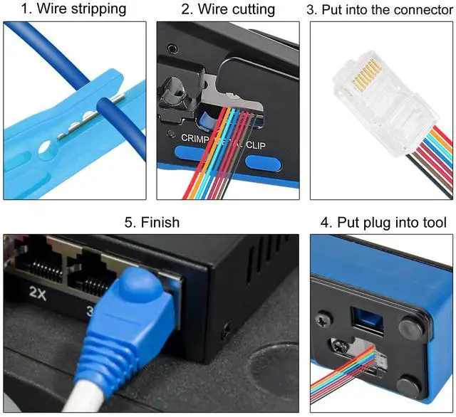 Alt view image 3 of 7 - RJ45 Crimp Tool PassThrough,Cat7 Cat6A Cat6 Cat5e Cat5 RJ45 Crimping Tool,Pass Through Crimper Ethernet crimping Tool,All-in-One Stripping Cutting Crimping tool