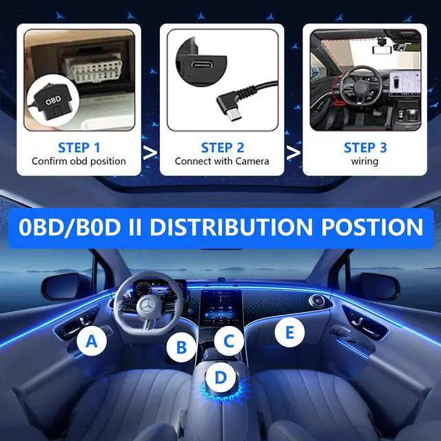 Alt view image 5 of 7 - OBD2 OBD Power Cable, OBD to Type C USB OBDII Adapter 11.6-36V to 5V/3A Dash Cam Hardwire Kit with Switch & Low Voltage Protection for Smart Parking Mode Dashcams(11.5FT/3.5M) (Right Angle)