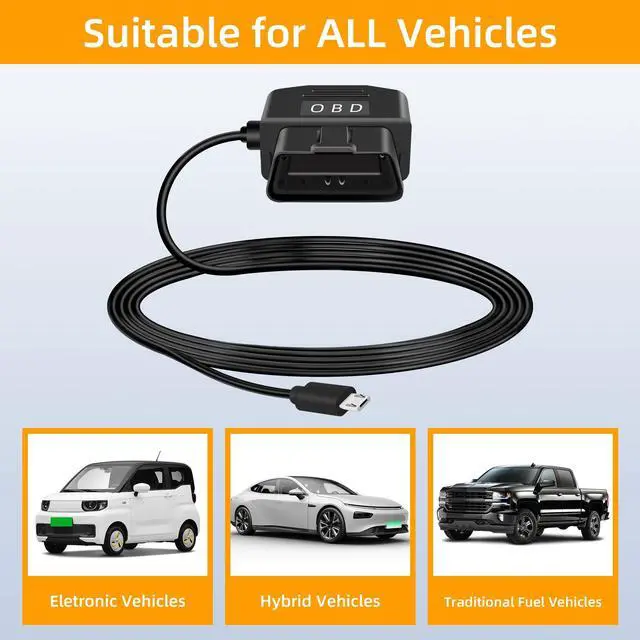 Alt view image 2 of 7 - OBD Power Cable for Dash Camera, USB C OBD2 Dashcam Hardwire Kit with Switch Button 24 Hours Surveillance and Acc 2 Mode 11.5FT, for EV Hybrid Fuel Vehicles(Straight USB C Black)