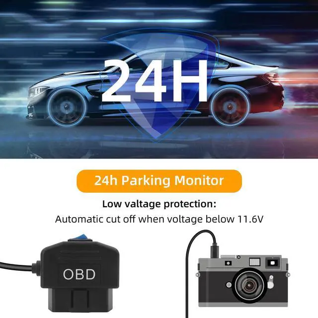 Alt view image 4 of 7 - OBD Power Cable for Dash Camera, USB C OBD2 Dashcam Hardwire Kit with Switch Button 24 Hours Surveillance and Acc 2 Mode 11.5FT, for EV Hybrid Fuel Vehicles(Straight USB C Black)