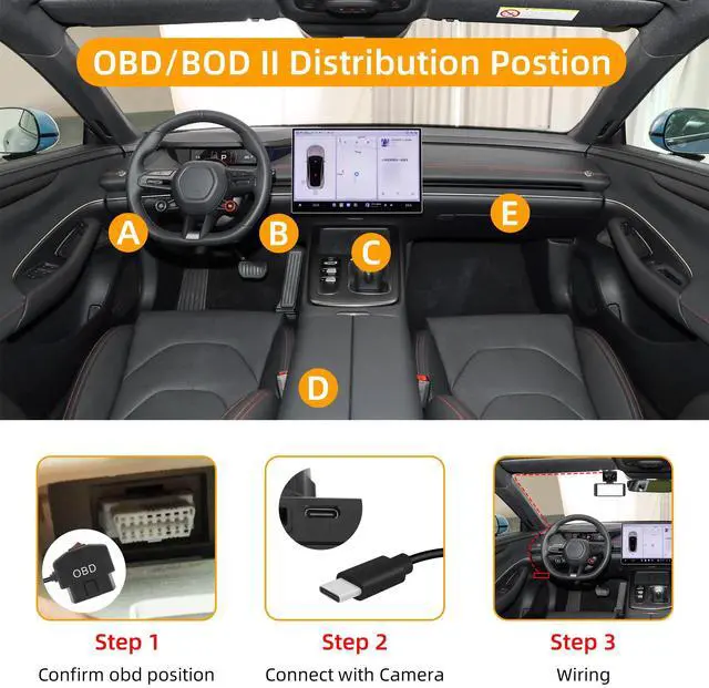 Alt view image 7 of 7 - OBD Power Cable for Dash Camera, USB C OBD2 Dashcam Hardwire Kit with Switch Button 24 Hours Surveillance and Acc 2 Mode 11.5FT, for EV Hybrid Fuel Vehicles(Straight USB C Black)