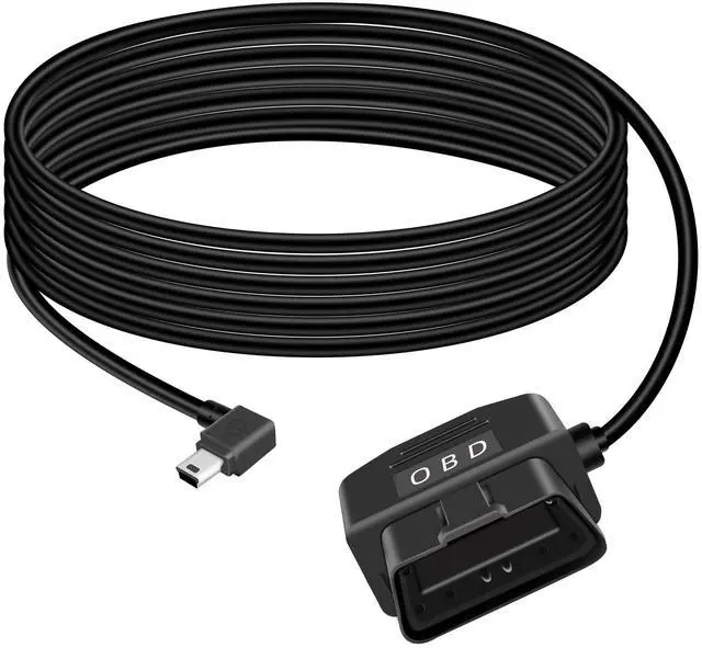 Main image of OBD Power Cable for Dash Camera, OBD2 Diagnostic Extension Adapter to 90Degree Mini USB with Switch Button, 24 Hours Surveillance/Acc Mode 12-24V to 5V/3A, for Dashcam, GPS -3.5M/11.5Ft