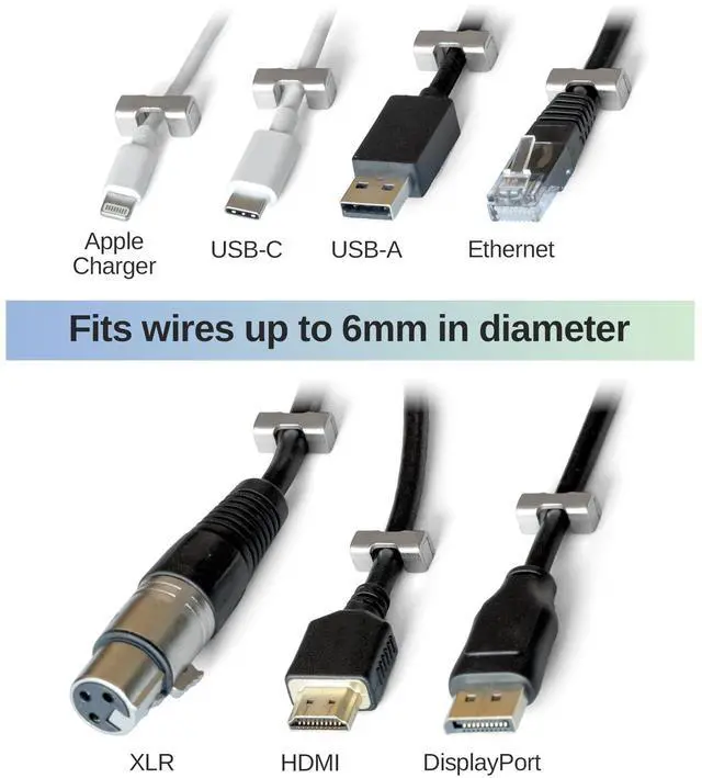 Alt view image 3 of 6 - Magnetic Cord Holder, Heavy Duty Neodymium Magnets for Cord Management (10-Pack, Silver) No Adhesives or Cable Ties, Reusable Desk Cable Organizers