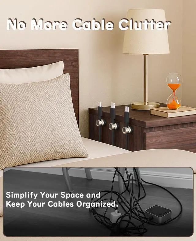 Alt view image 6 of 7 - Metal Magnetic Cord Holder, Magnet Cable Clips Stainless Steel Adjustable Cord Organizers for Desk Nightstand Car Office Charging Wires USB C Laptop Earphone Audio Cords (4 Pack)