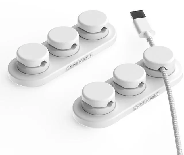 Main image of MagnaDock Magnetic Cable Holder - 2-Pack (White) - Adhesive Cable Clips Cord Organizer Desktop Cord Holder for Nightstand Desk Cable Management