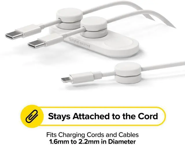 Alt view image 5 of 7 - MagnaDock Magnetic Cable Holder - 2-Pack (White) - Adhesive Cable Clips Cord Organizer Desktop Cord Holder for Nightstand Desk Cable Management