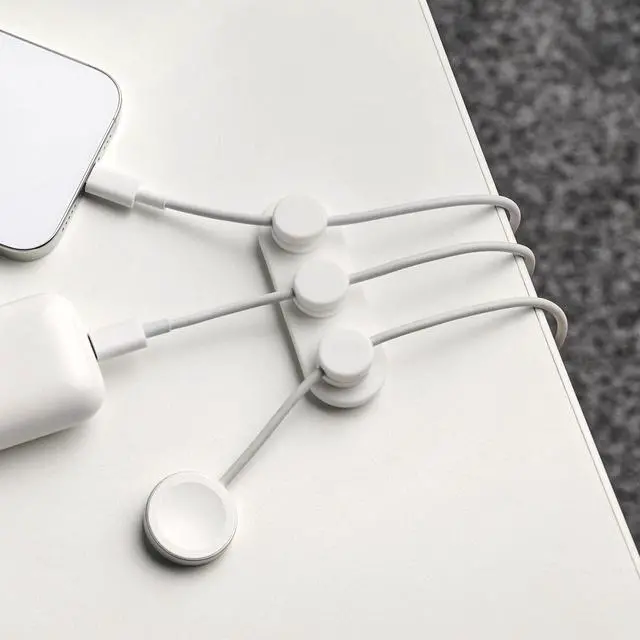 Alt view image 7 of 7 - MagnaDock Magnetic Cable Holder - 2-Pack (White) - Adhesive Cable Clips Cord Organizer Desktop Cord Holder for Nightstand Desk Cable Management