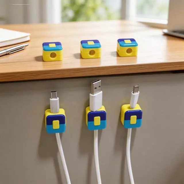Main image of Magnetic Cable Clips for Desk, 6 Pack Adhesive Cord Holder, Auto Closing Cable Organizer for Charger Cords, USB Cables & Wires, Cable Management Clips for Office Desk, Computer Setup and Workstation