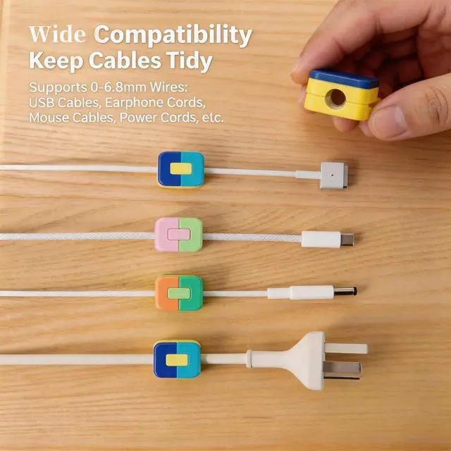 Alt view image 5 of 5 - Magnetic Cable Clips for Desk, 6 Pack Adhesive Cord Holder, Auto Closing Cable Organizer for Charger Cords, USB Cables & Wires, Cable Management Clips for Office Desk, Computer Setup and Workstation