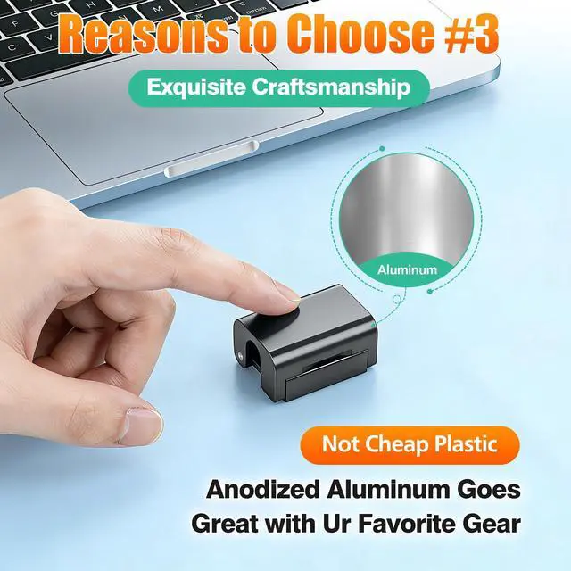 Alt view image 4 of 7 - 6 Pack Magnetic Cord Organizer Clips, 10mm Ultra-Thin Aluminum Cable Management Holder, 2 Pairs of Strong Magnets Keeper for Home Desk Office Gadgets Accessories, Residue-Free Tape, Dark Gray