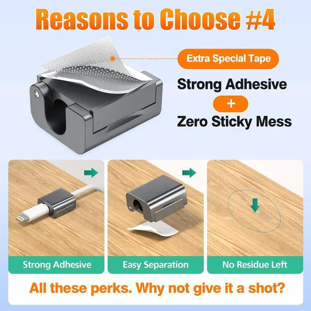 Alt view image 5 of 7 - 6 Pack Magnetic Cord Organizer Clips, 10mm Ultra-Thin Aluminum Cable Management Holder, 2 Pairs of Strong Magnets Keeper for Home Desk Office Gadgets Accessories, Residue-Free Tape, Dark Gray