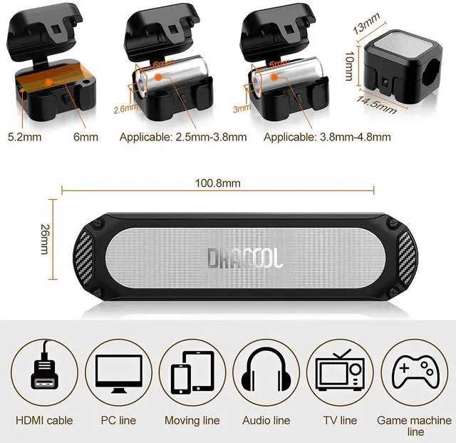 Alt view image 2 of 7 - Magnetic Cable Holder 6 Slots Cable Clips Cable Management Wire Organizer Under Desk Self Adhesive Sticky for USB Cord Wall Nightstand Car Charging Power Office Home Wire Clips - Black