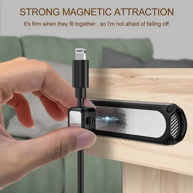 Alt view image 3 of 7 - Magnetic Cable Holder 6 Slots Cable Clips Cable Management Wire Organizer Under Desk Self Adhesive Sticky for USB Cord Wall Nightstand Car Charging Power Office Home Wire Clips - Black