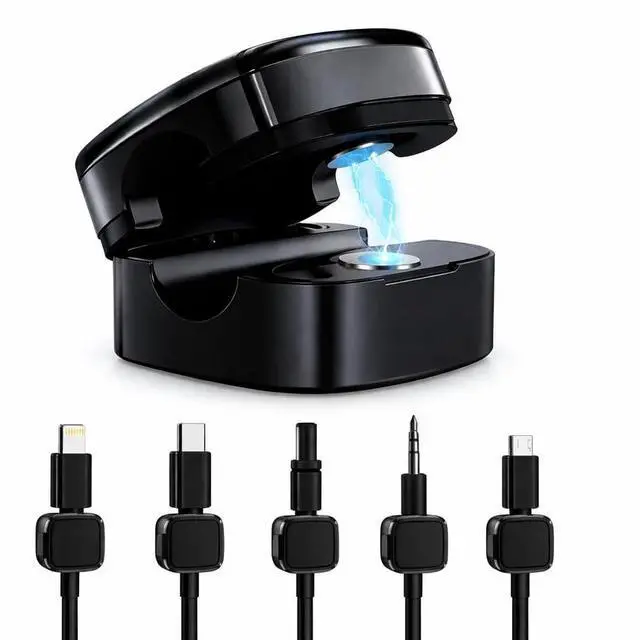 Main image of Magnetic Cable Clips Cord Organizer for Desk, Wall & Car, Self Adhesive Cable Holder, Wire Management for Charging Cables, USB, Lightning & Type C (6 Pack) Compatible with iOS & Android Devices
