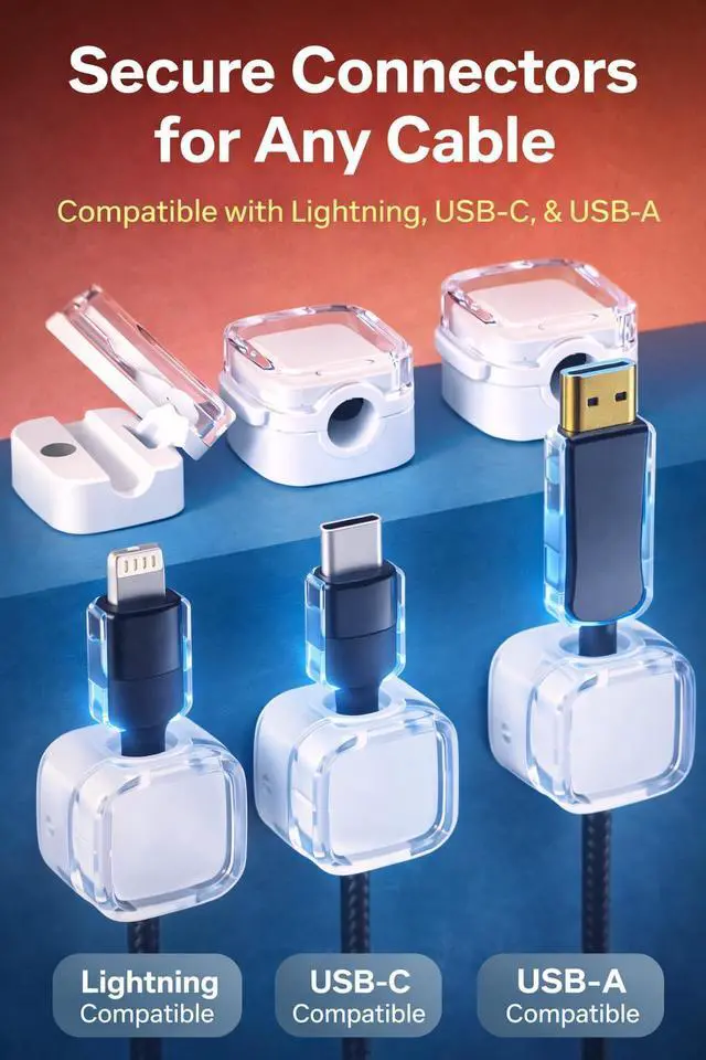 Alt view image 4 of 7 - Magnetic Cable Clips Cord Organizer for Desk, Wall & Car, Self Adhesive Cable Holder, Wire Management for Charging Cables, USB, Lightning & Type C (6 Pack) Compatible with iOS & Android Devices