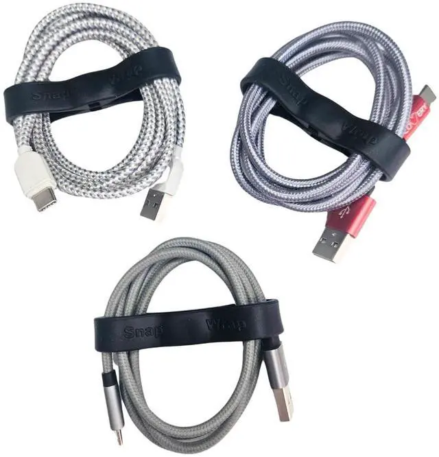 Main image of Snap Wrap | Pro Silicone Magnetic Cable Organizer 6-Pack | Easy One-Hand Operation Cable Management Bands for Home, Office, and Travel | Tidy Cable and Wire Storage