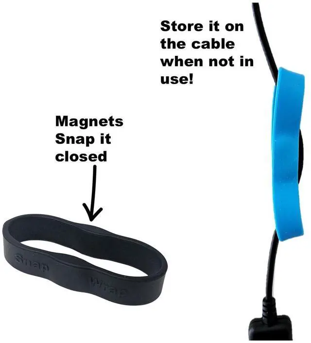 Alt view image 3 of 7 - Snap Wrap | Pro Silicone Magnetic Cable Organizer 6-Pack | Easy One-Hand Operation Cable Management Bands for Home, Office, and Travel | Tidy Cable and Wire Storage