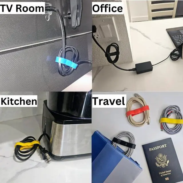 Alt view image 4 of 7 - Snap Wrap | Pro Silicone Magnetic Cable Organizer 6-Pack | Easy One-Hand Operation Cable Management Bands for Home, Office, and Travel | Tidy Cable and Wire Storage