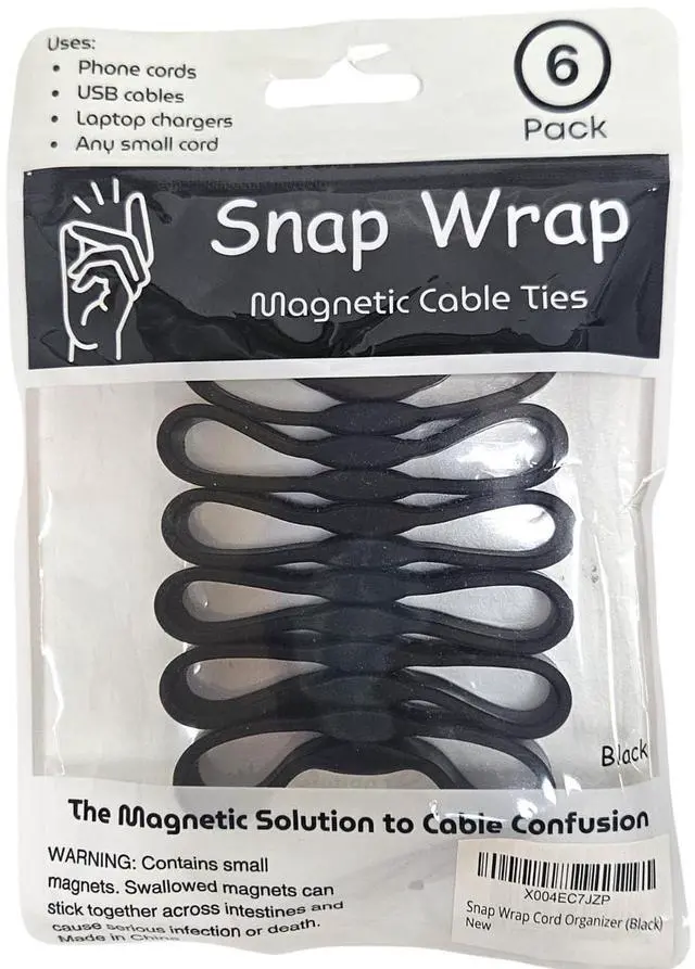 Alt view image 6 of 7 - Snap Wrap | Pro Silicone Magnetic Cable Organizer 6-Pack | Easy One-Hand Operation Cable Management Bands for Home, Office, and Travel | Tidy Cable and Wire Storage