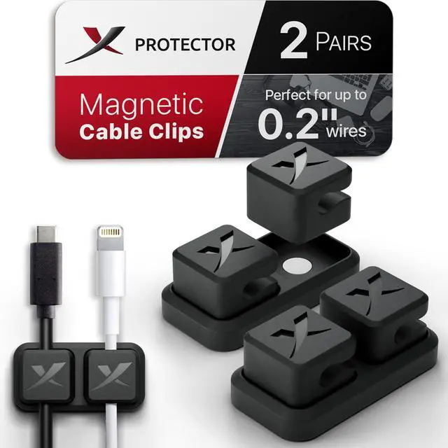 Main image of Magnetic Cable Holders 2 Pairs - Premium Cable Clips - Self-Adhesive Cable Holder for Car - Cord Organizer for Desk - Cable Organizer - Black Wire Organizer - Cord Management for Wires!