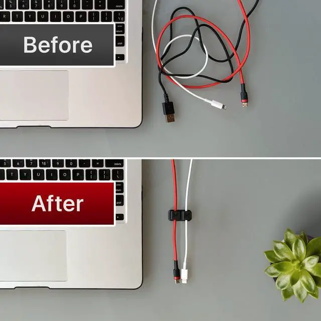 Alt view image 6 of 6 - Magnetic Cable Holders 2 Pairs - Premium Cable Clips - Self-Adhesive Cable Holder for Car - Cord Organizer for Desk - Cable Organizer - Black Wire Organizer - Cord Management for Wires!